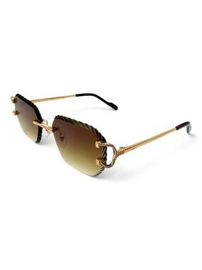 Cartier Gold Rimless Sunglasses with Brown Gradient Lenses